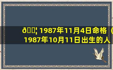 🐦 1987年11月4日命格（1987年10月11日出生的人命运）